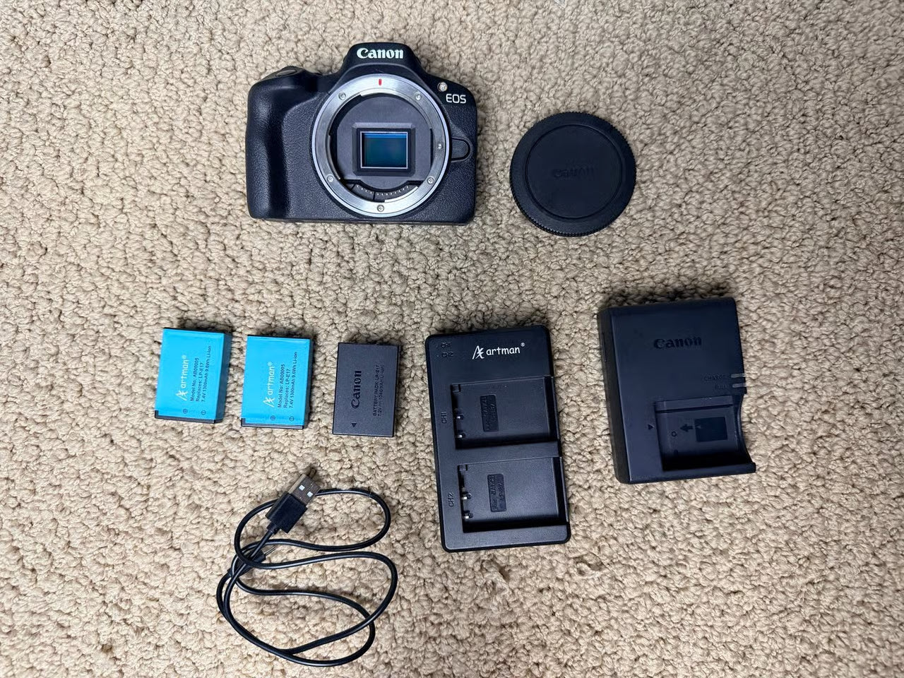Canon EOS R50 Mirrorless Camera Body, Bag + Artman Batteries & Comica Microphone